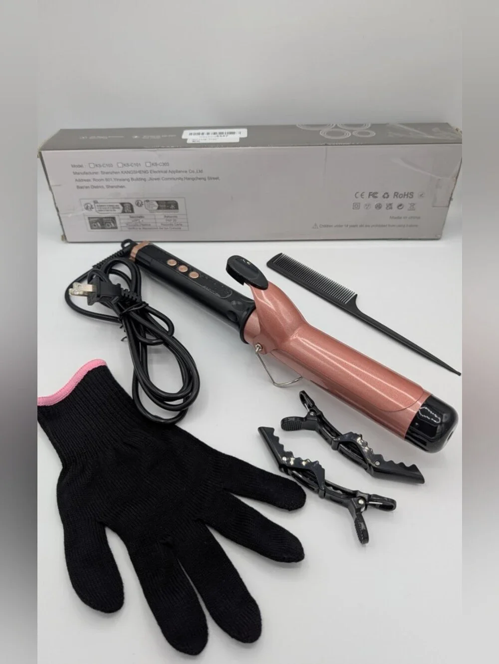 Professional Hair Curling Iron Set with Accessories – Open Box